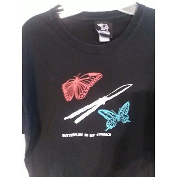 Buffalo Butterflies in My Stomach Knife Black Shirt Large LG L - Picture 3 of 9